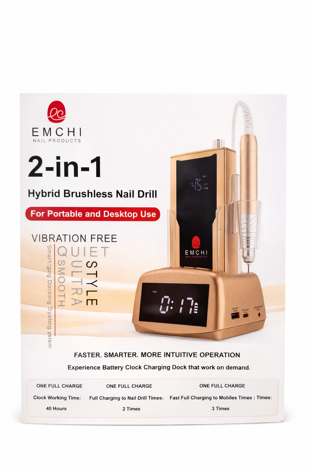 2-in-1 Hybrid Brushless Nail Drill with Charging Dock – EMCHI